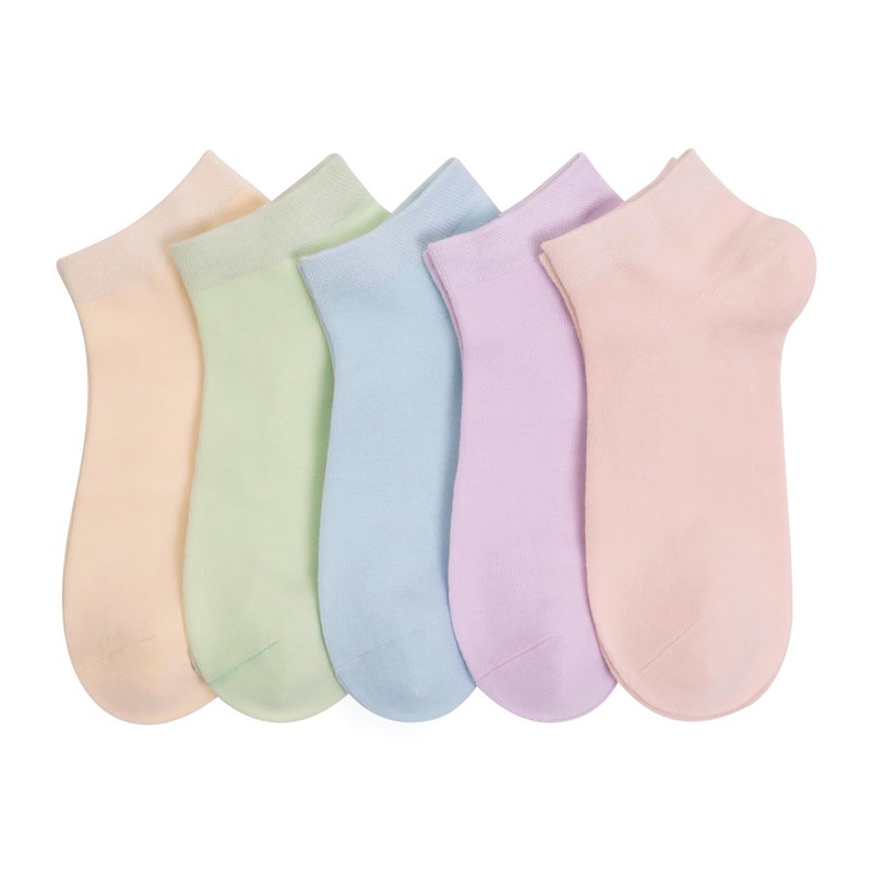 SERISIMPLE Women Viscose Bamboo Ankle Socks Low Cut Thin Sock Lightweight Pastal Color Soft Sock 5 Pairs(Assorted, Large) - Image 1